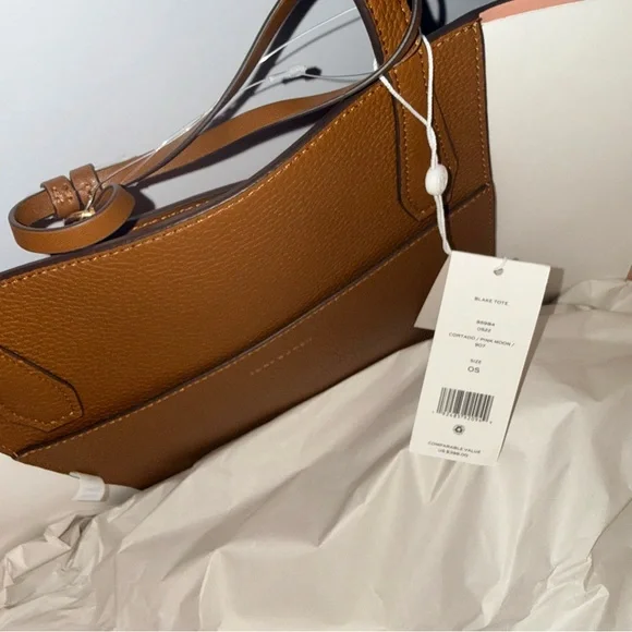 Tory Burch Tan Pebble Leather Tote with Pouch - Picture 2 of 9